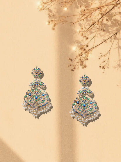 Peacock Inspired Colors in Jadau Design  Earring