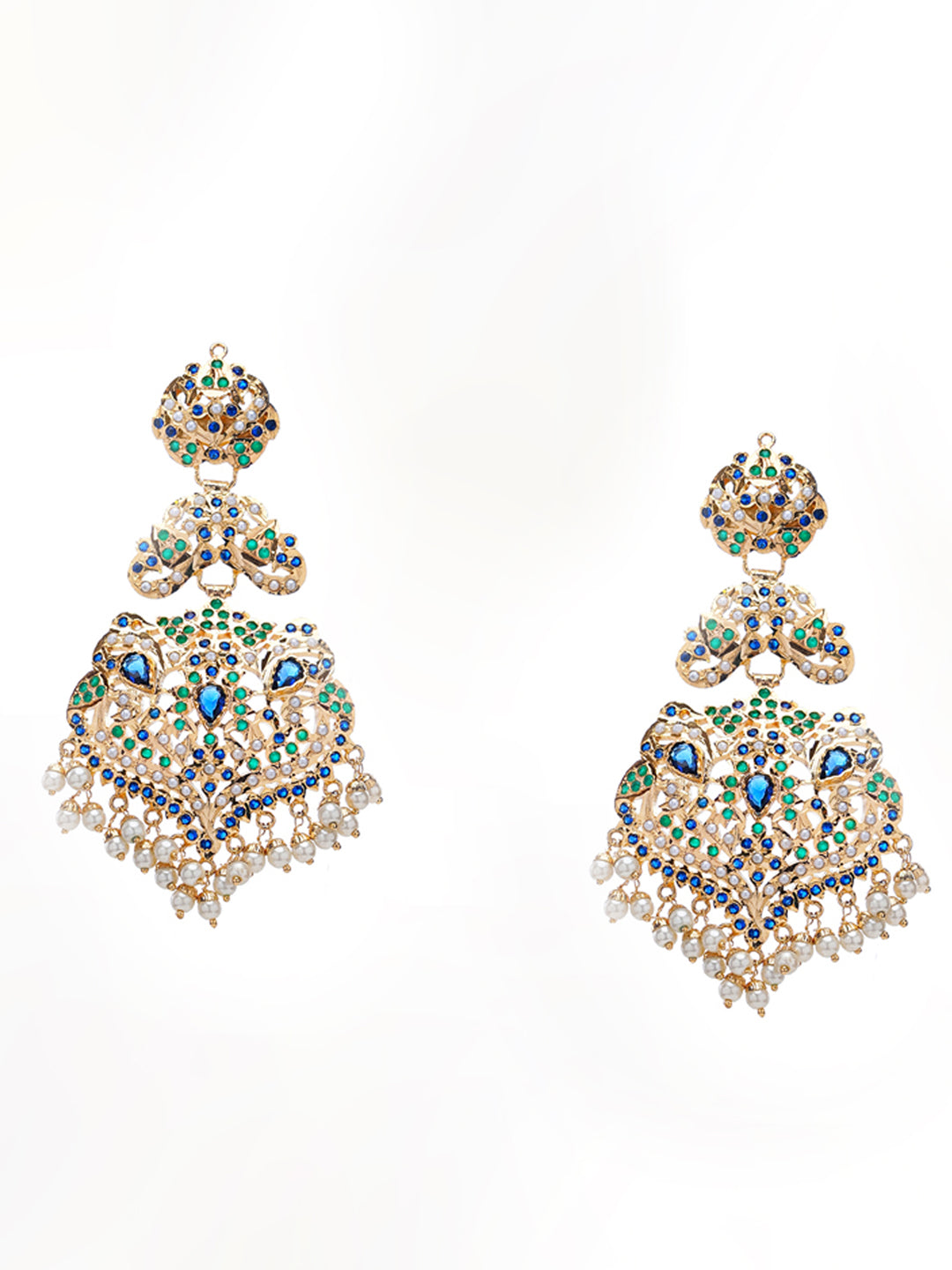 Peacock Inspired Colors in Jadau Design  Earring