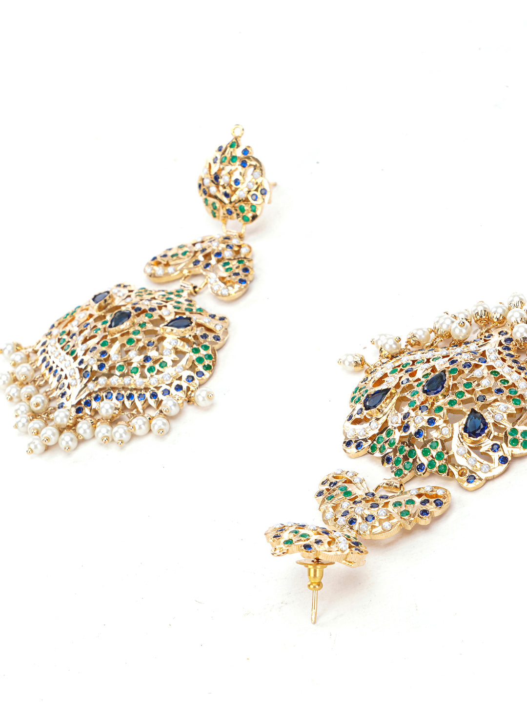 Peacock Inspired Colors in Jadau Design  Earring
