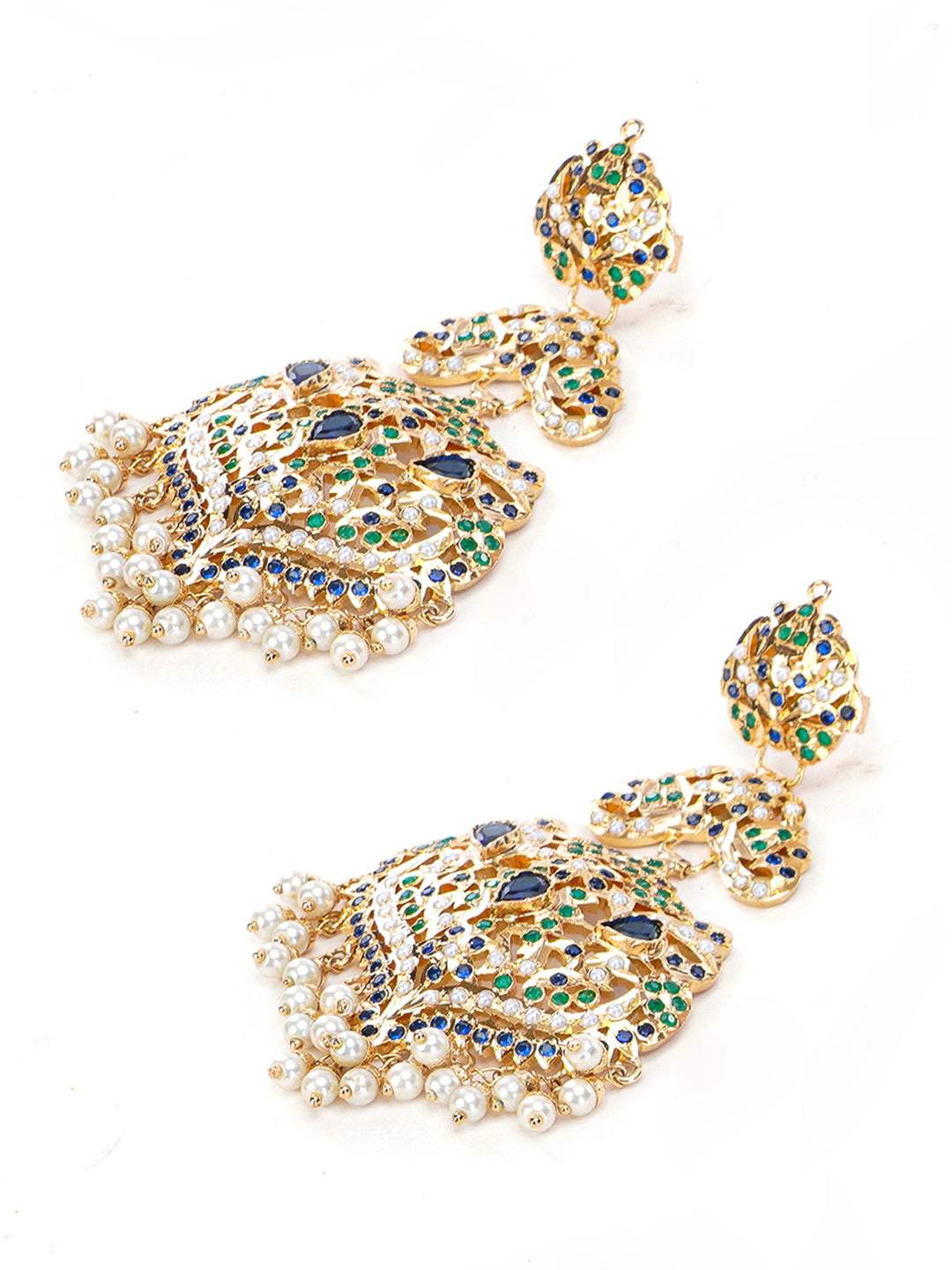 Peacock Inspired Colors in Jadau Design  Earring
