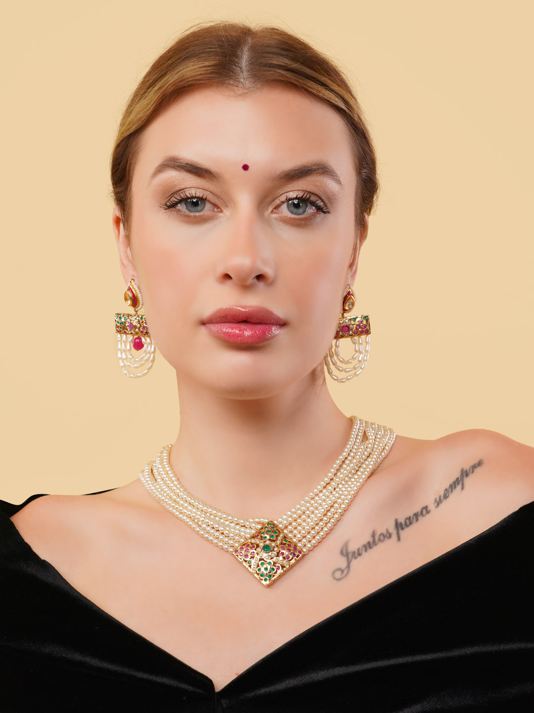 Jadau Earring with Pearl work and kundan touch