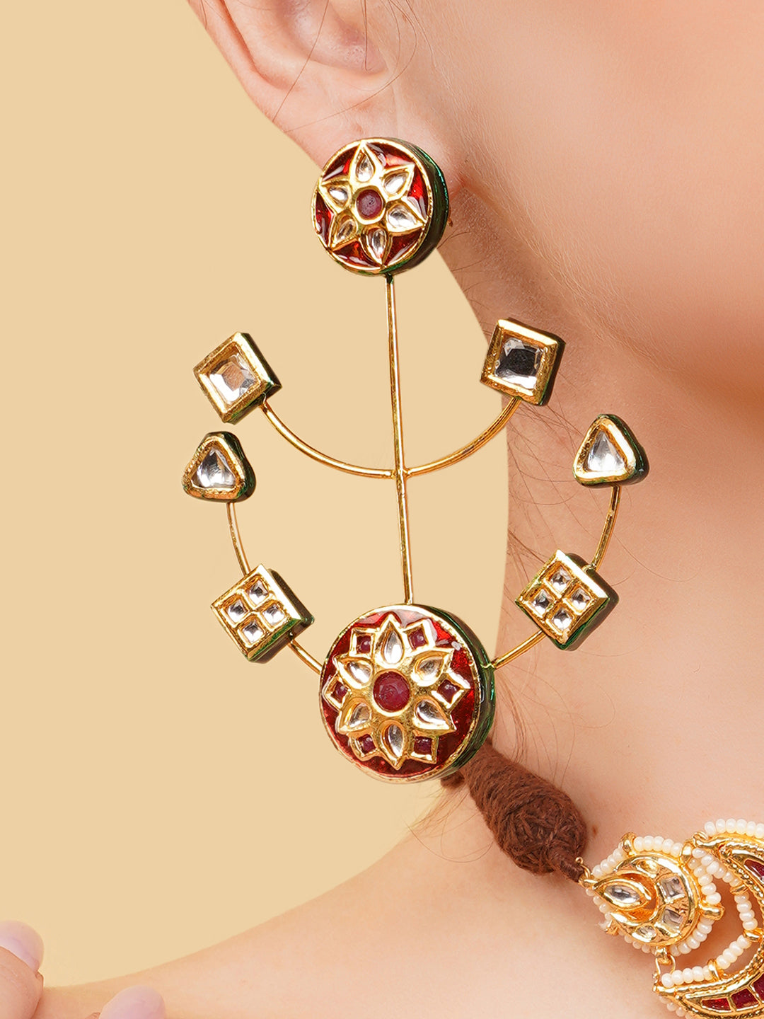 Kundan Earring with adjustable design options