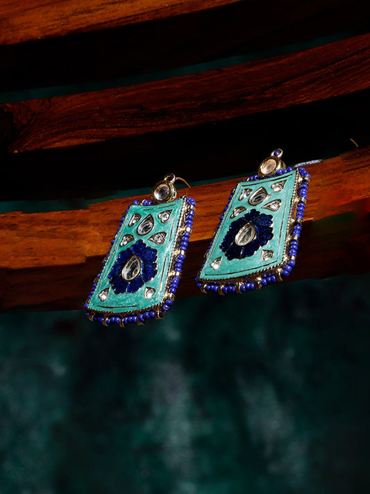 Blue and Gold Meenakari earring with Kundan Work from Dugristyle Ruhaniyat By Dugran