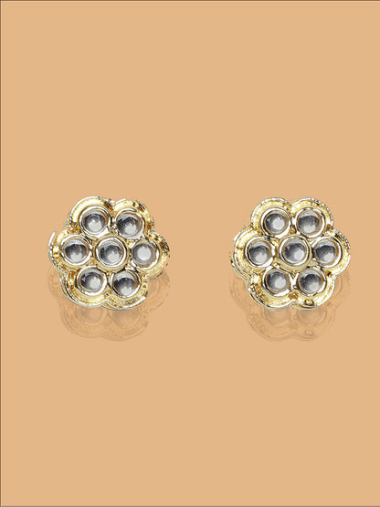 Gold and White Kundan Stud from Dugristyle Ruhaniyat By Dugran