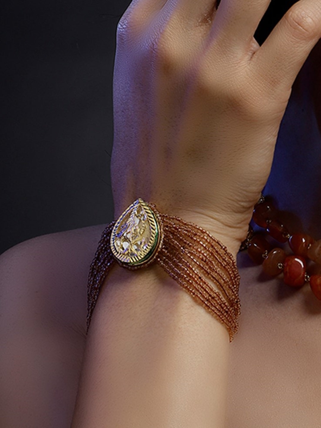 Kundan Bracelets with Brown Drop