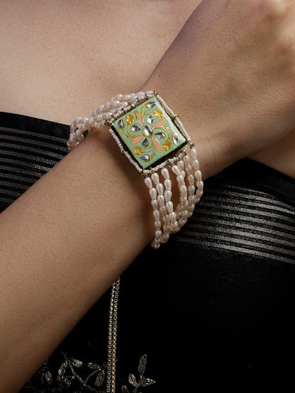 Meenakari bracelet with Pearl Layers