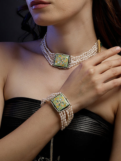 Meenakari bracelet with Pearl Layers