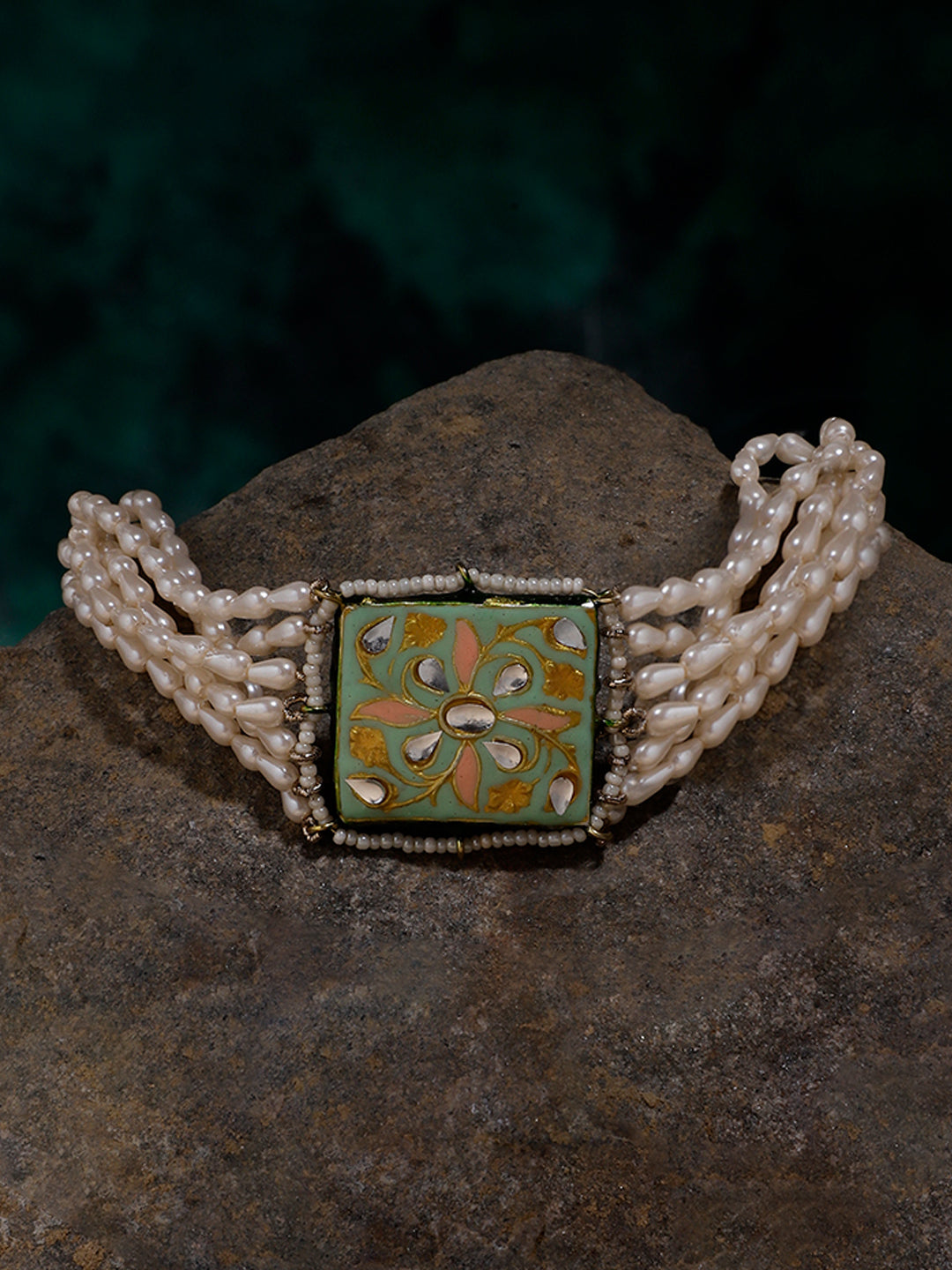 Meenakari bracelet with Pearl Layers