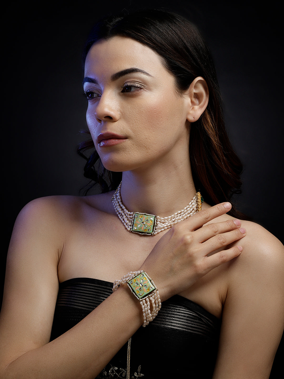 Meenakari bracelet with Pearl Layers