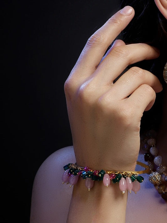Pink and Green Multicolor Adjustable Bracelet from Dugristyle Ruhaniyat By Dugran