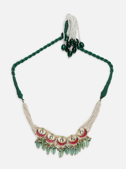 Green and Red Kundan Bajuband with Designer Adjustable Dori from Dugristyle Ruhaniyat By Dugran