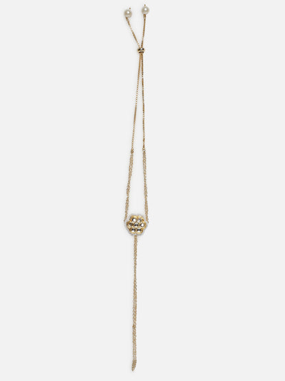 Gold and White Kundan Hathphool with drawstring Closure from Dugristyle Ruhaniyat By Dugran