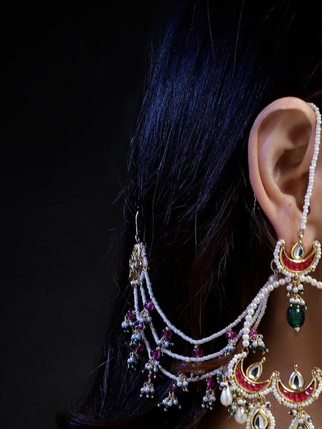 Kundan  Kanchain with Multilayer Pearl Strings