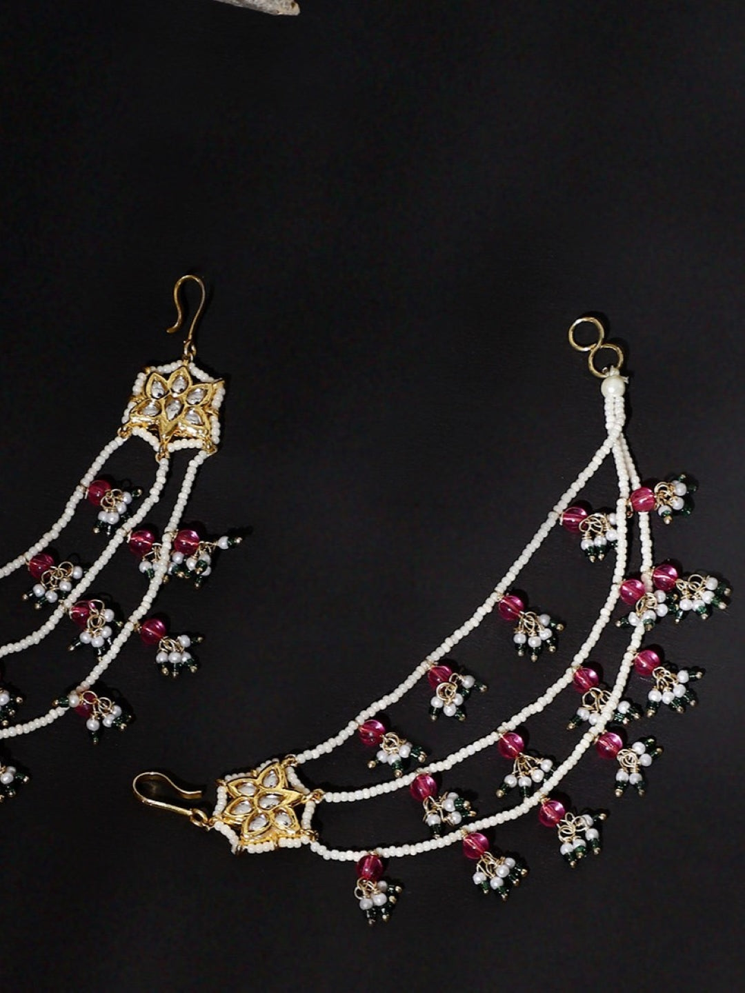 Kundan  Kanchain with Multilayer Pearl Strings