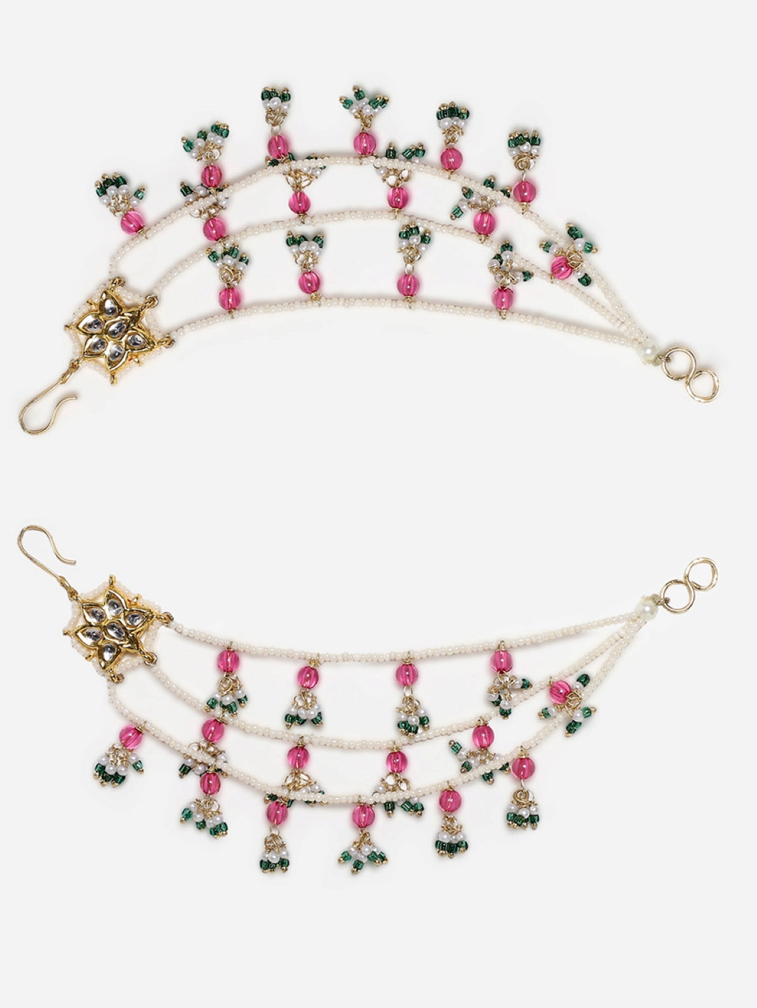 Kundan  Kanchain with Multilayer Pearl Strings