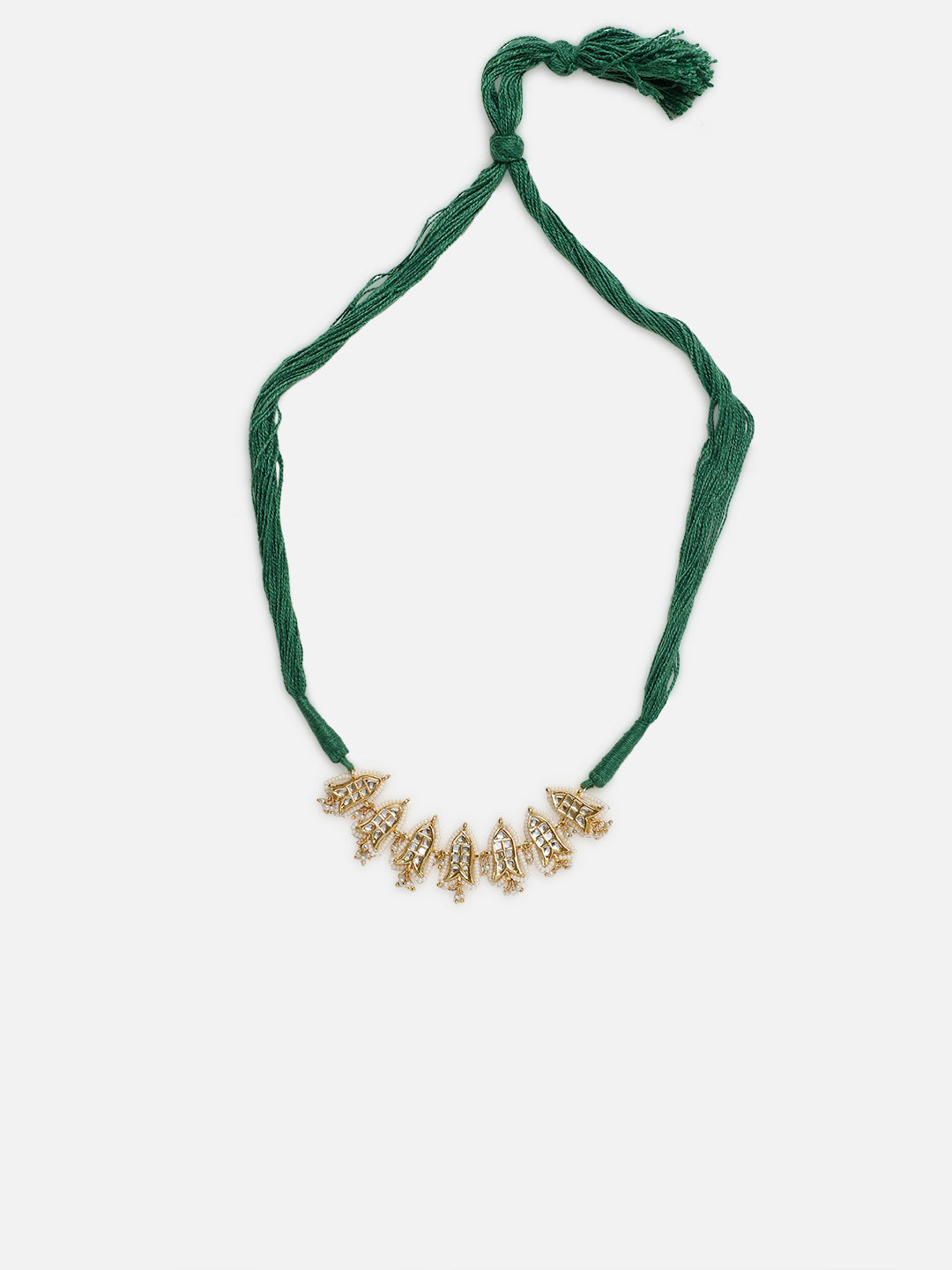 Fish Shaped Kundan Necklace with Adjustable Handmade Dori