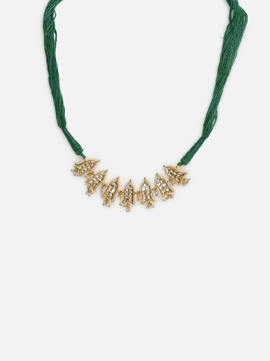 Fish Shaped Kundan Necklace with Adjustable Handmade Dori
