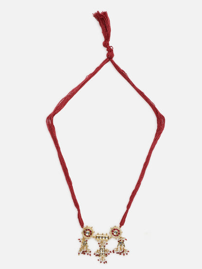 Red and Gold Multi Shaped and Red Colored Kundan Necklace from Dugristyle Ruhaniyat By Dugran