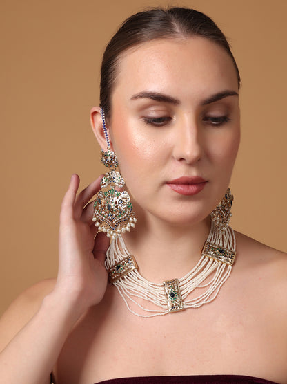 Peacock Inspired Colors in Jadau Design  Earring