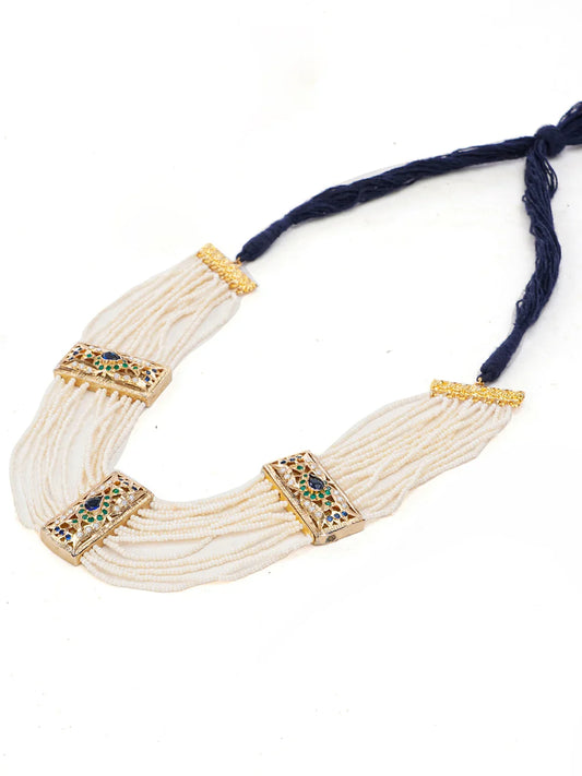Peacock Inspired Colors in Jadau Design Necklace