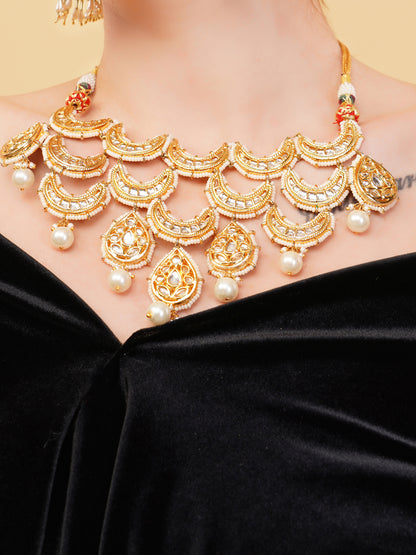 Kundan Necklace with chand shaped tikras brought togather to forma masterpiece