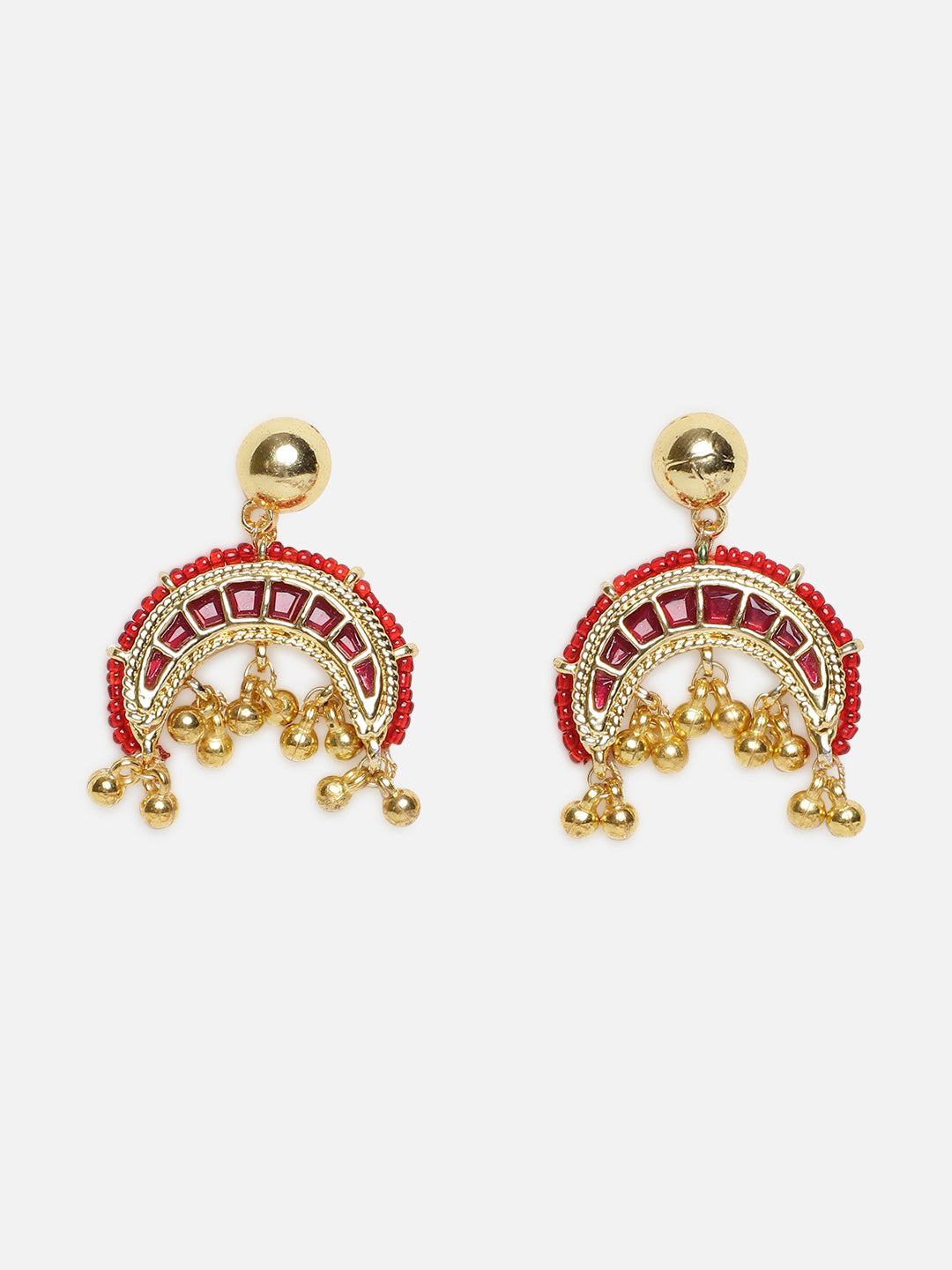 Multi Shaped and Red Colored Kundan Jewellery Set