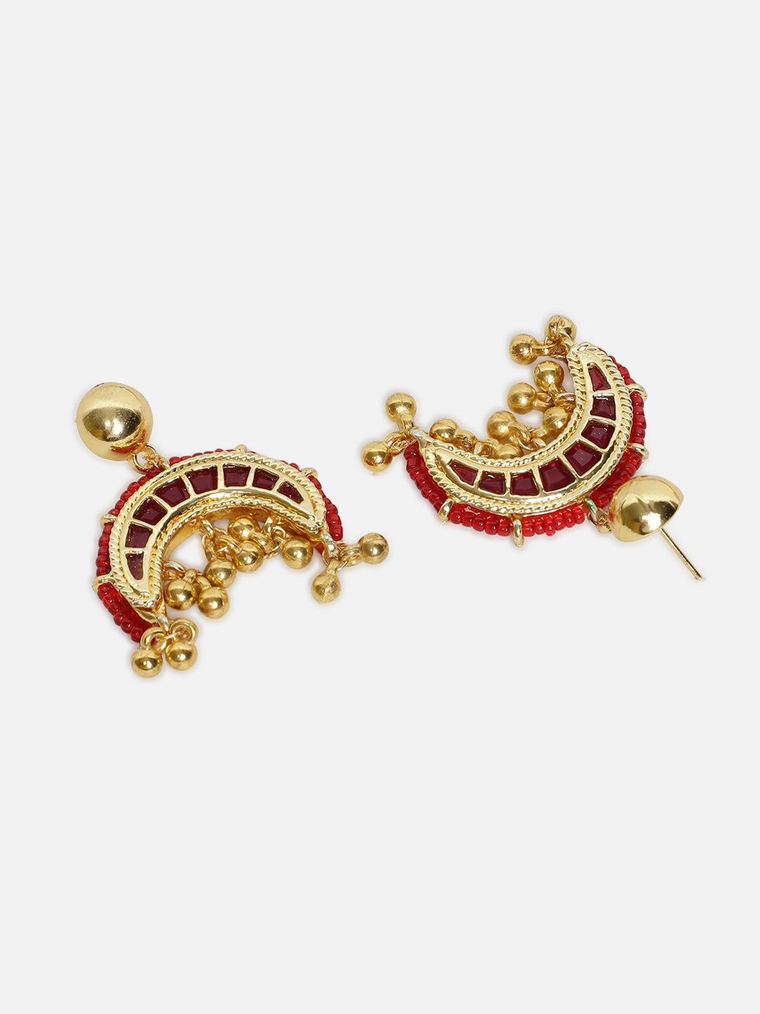Multi Shaped and Red Colored Kundan Jewellery Set