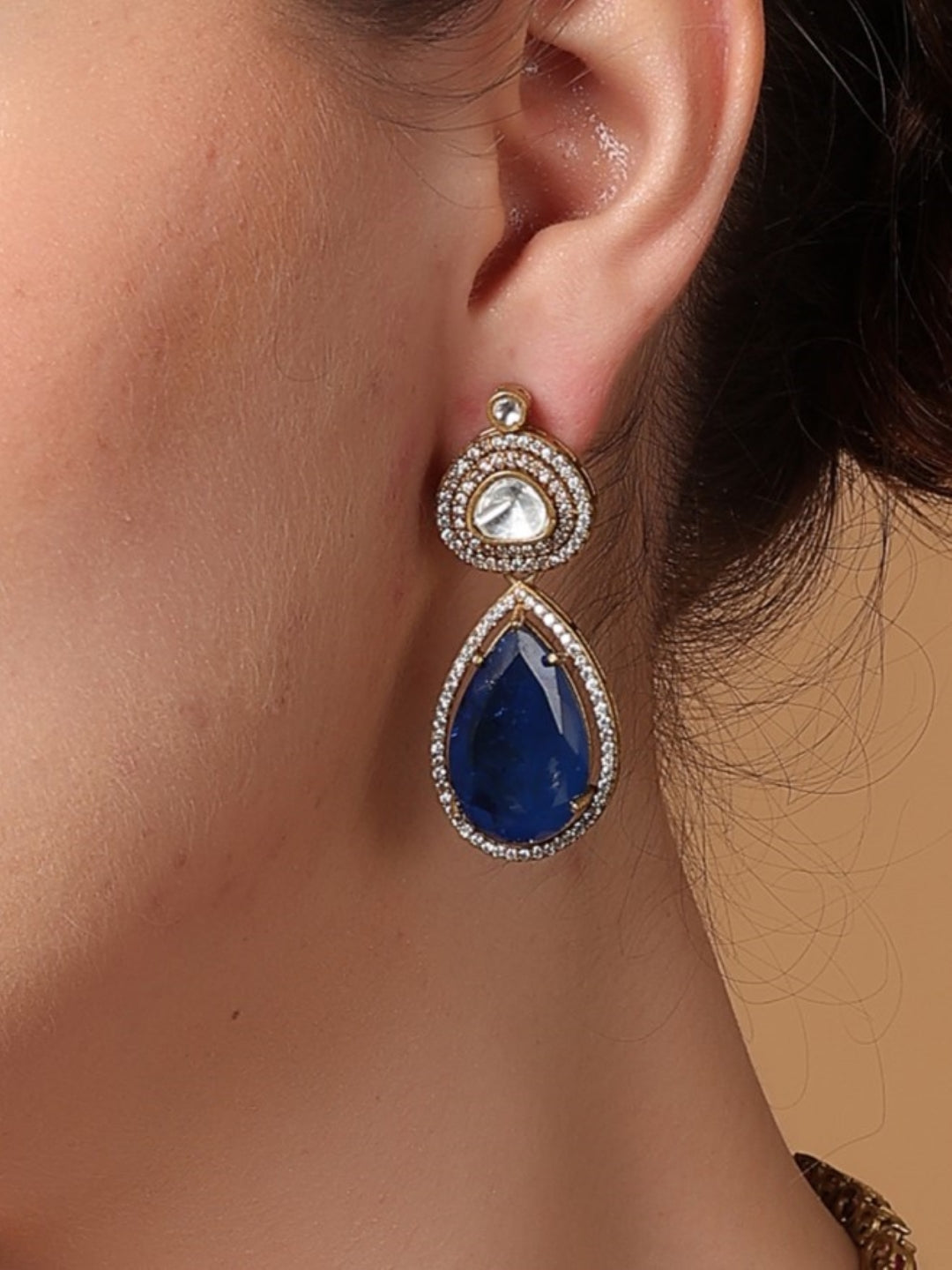 Moissanite with American Diamond necklace with Earring