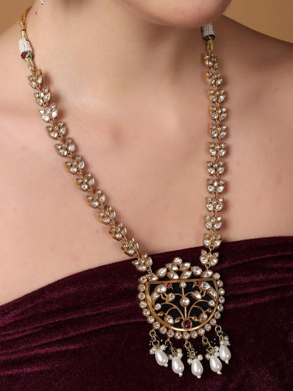 Blue and Gold Moissanite Stones used with peacock design Necklace and earrings set from Dugristyle Ruhaniyat By Dugran