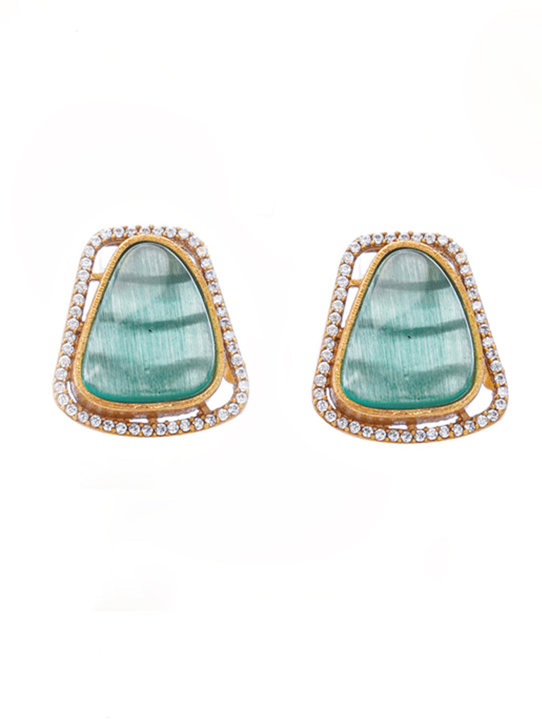 Green and Gold Moissanite Stones used with Stripe design Necklace and earrings set from Dugristyle Ruhaniyat By Dugran