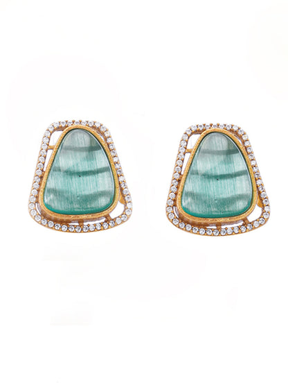 Green and Gold Moissanite Stones used with Stripe design Necklace and earrings set from Dugristyle Ruhaniyat By Dugran