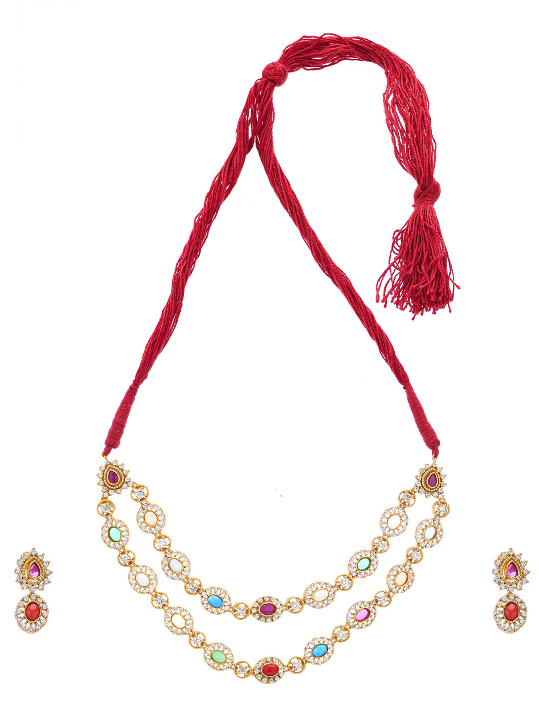 Red and Green Seven Color rainbow Moissanite with double string and adjustable dori from Dugristyle Ruhaniyat By Dugran