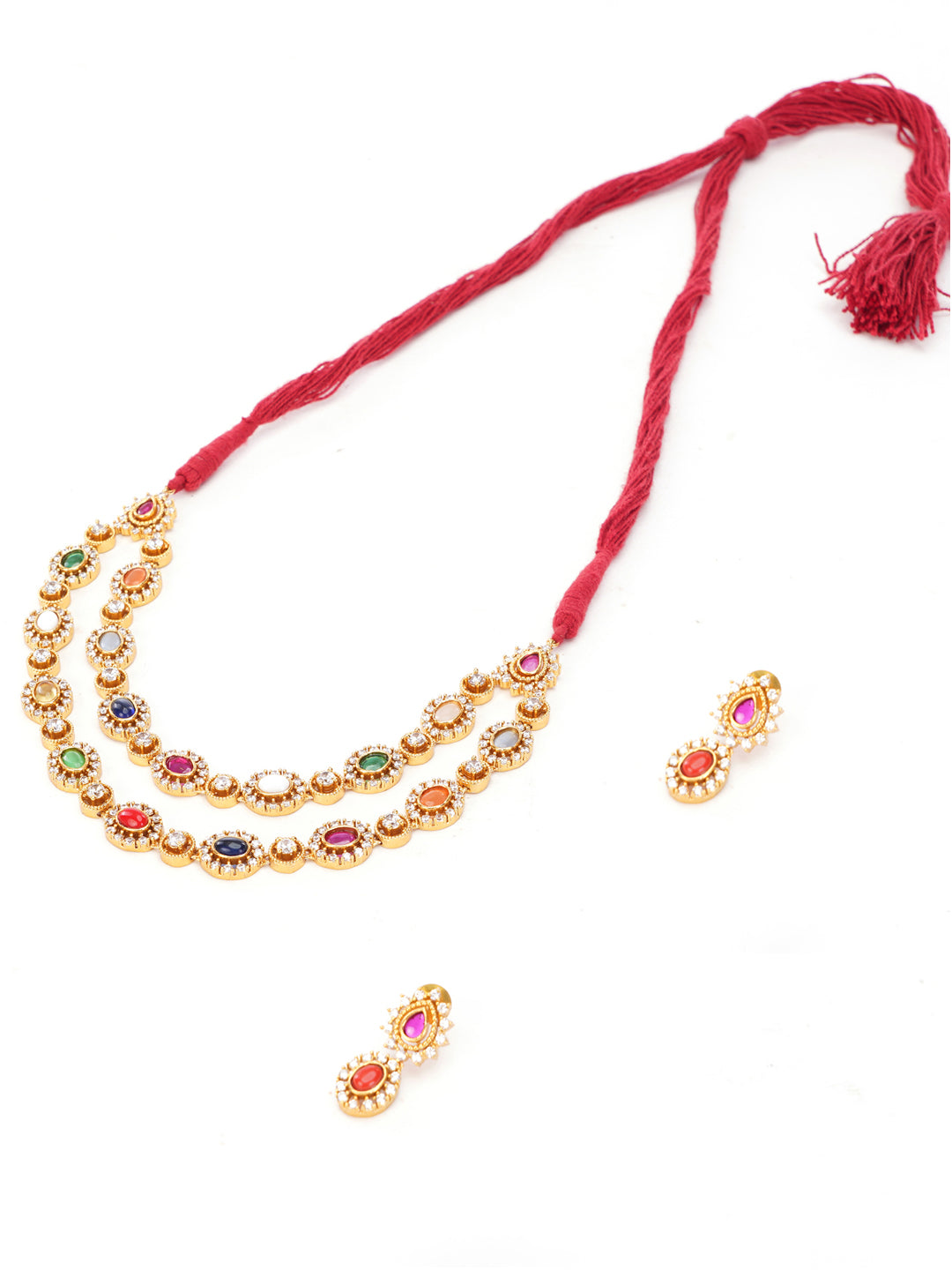 Red and Green Seven Color rainbow Moissanite with double string and adjustable dori from Dugristyle Ruhaniyat By Dugran