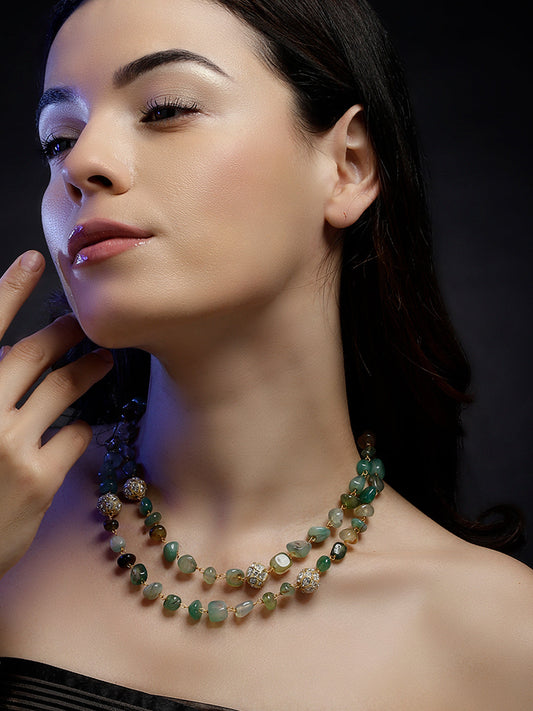 Blue and Gold Natural Stone Necklace from Dugristyle Ruhaniyat By Dugran