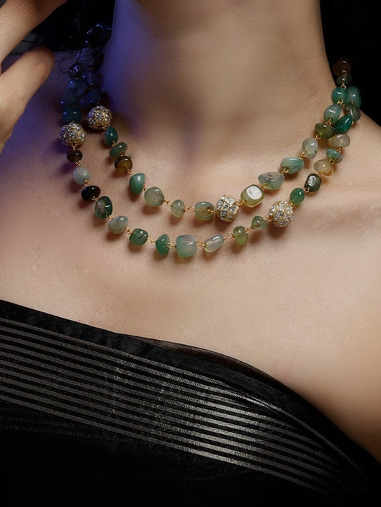 Blue and Gold Natural Stone Necklace from Dugristyle Ruhaniyat By Dugran