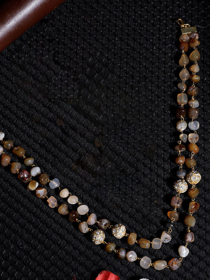 Brown and Red Natural Stone Necklace from Dugristyle Ruhaniyat By Dugran