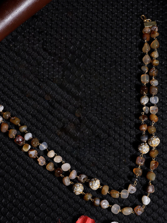 Brown and Red Natural Stone Necklace from Dugristyle Ruhaniyat By Dugran