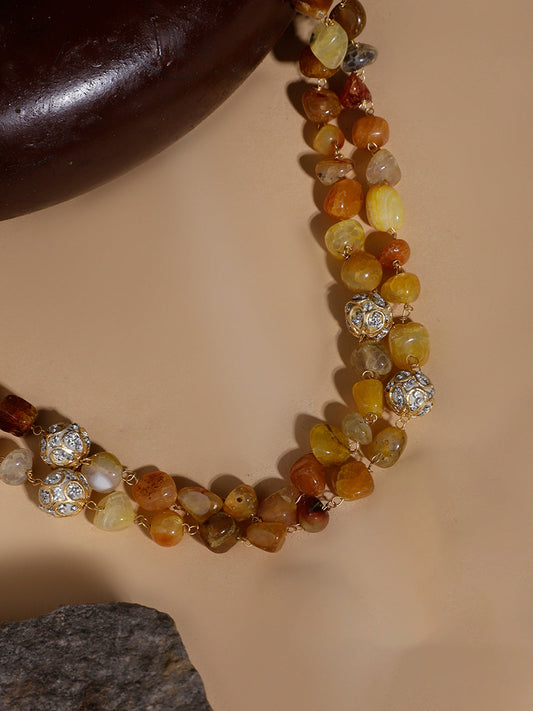 Yellow and Orange Natural Stone Necklace from Dugristyle Ruhaniyat By Dugran