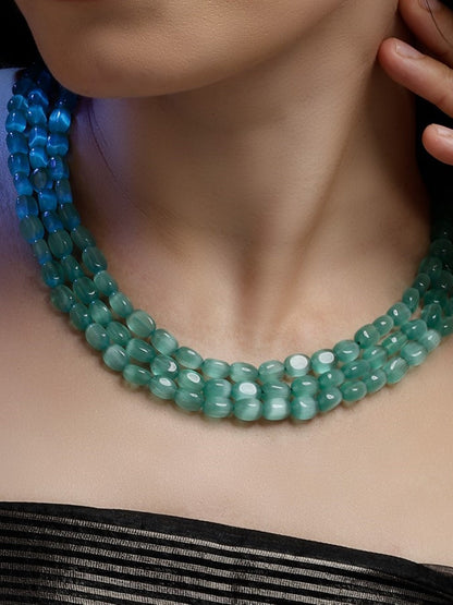 Green and Gold Natural Stones Necklace from Dugristyle Ruhaniyat By Dugran