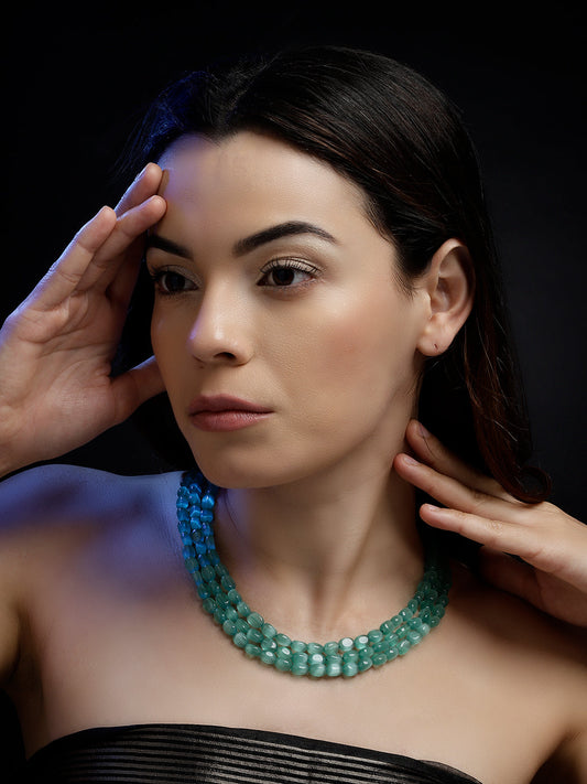 Green and Gold Natural Stones Necklace from Dugristyle Ruhaniyat By Dugran