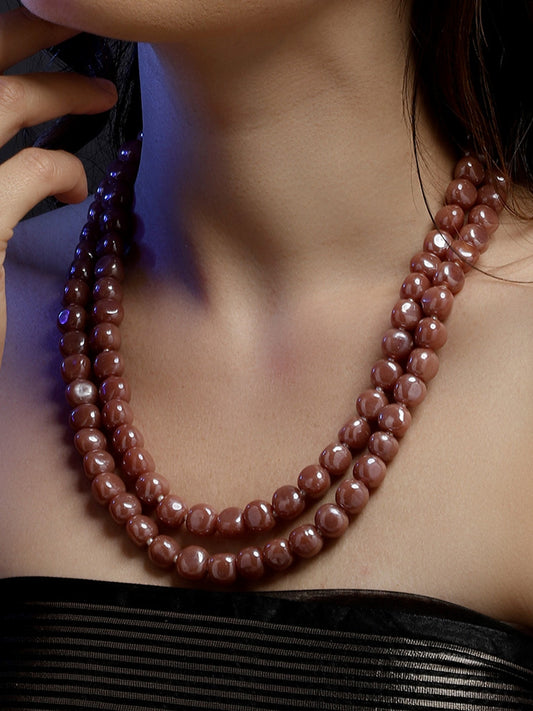 Brown and Gold Natural Stones Necklace from Dugristyle Ruhaniyat By Dugran