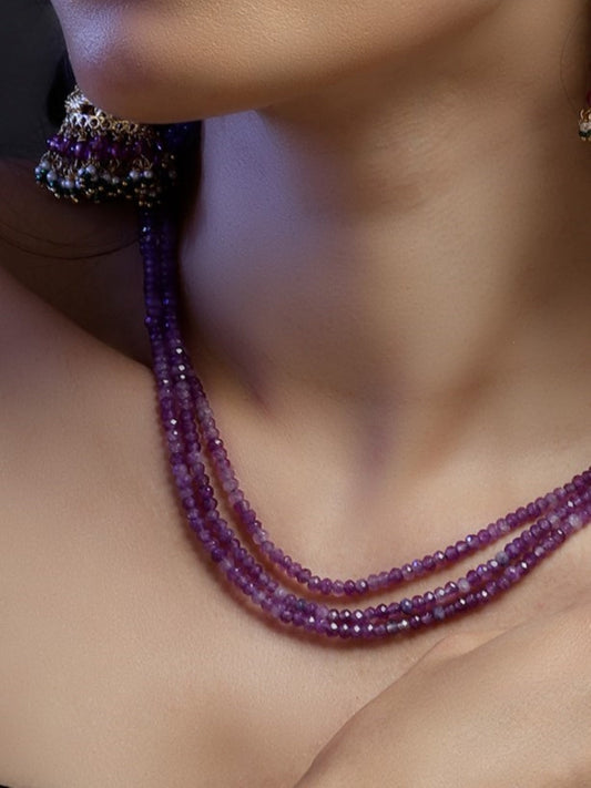 Purple and Gold Natural Stones Necklace from Dugristyle Ruhaniyat By Dugran