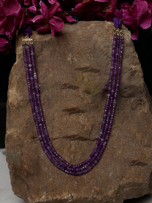 Purple and Gold Natural Stones Necklace from Dugristyle Ruhaniyat By Dugran