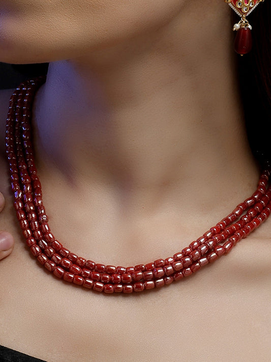 Red and Gold Natural Stones Necklace from Dugristyle Ruhaniyat By Dugran