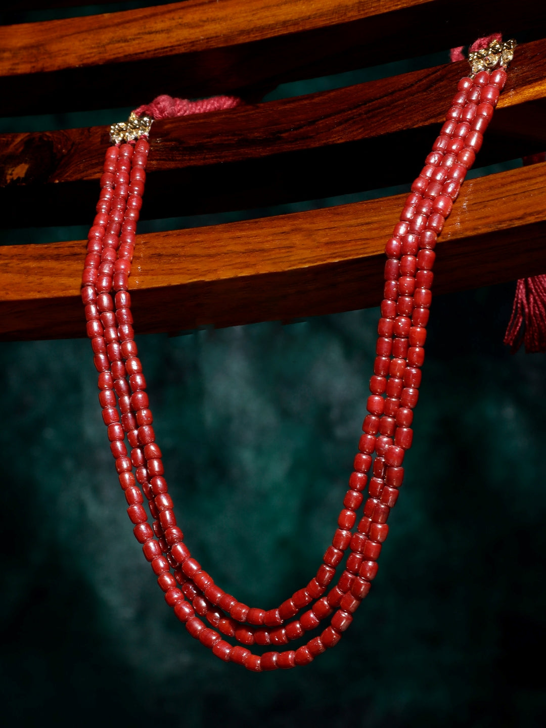 Red and Gold Natural Stones Necklace from Dugristyle Ruhaniyat By Dugran