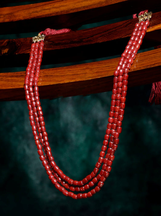 Red and Gold Natural Stones Necklace from Dugristyle Ruhaniyat By Dugran