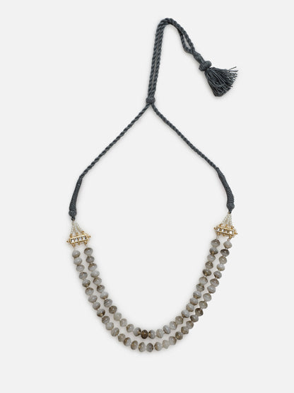 Grey and Gold Natural Stones Necklace with Kundan from Dugristyle Ruhaniyat By Dugran