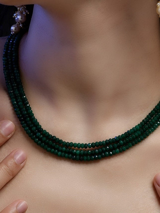 Green and Gold Small Natural Stones Necklace from Dugristyle Ruhaniyat By Dugran
