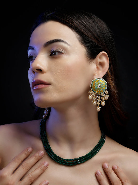 Green and Gold Small Natural Stones Necklace from Dugristyle Ruhaniyat By Dugran