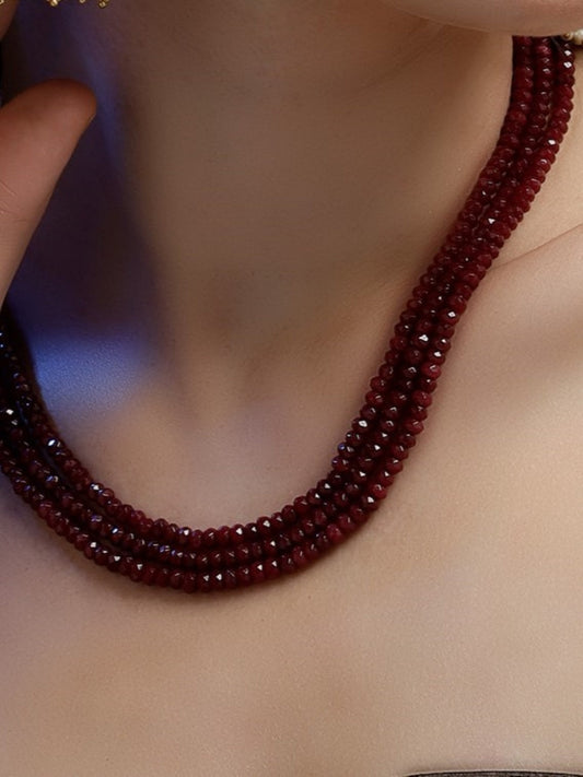 Red and Gold Small Natural Stones Necklace from Dugristyle Ruhaniyat By Dugran
